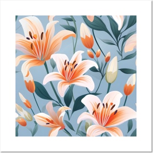 Whispers of Elegance: Lily Flower Pattern Posters and Art